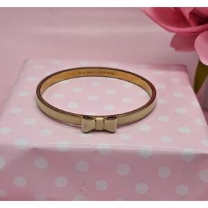 Kate Spade Gold-Tone Cream Bow Bangle Bracelet